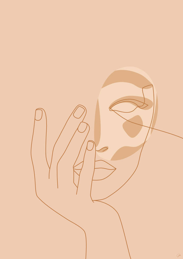 One Line Drawing Half A Face Wallpaper