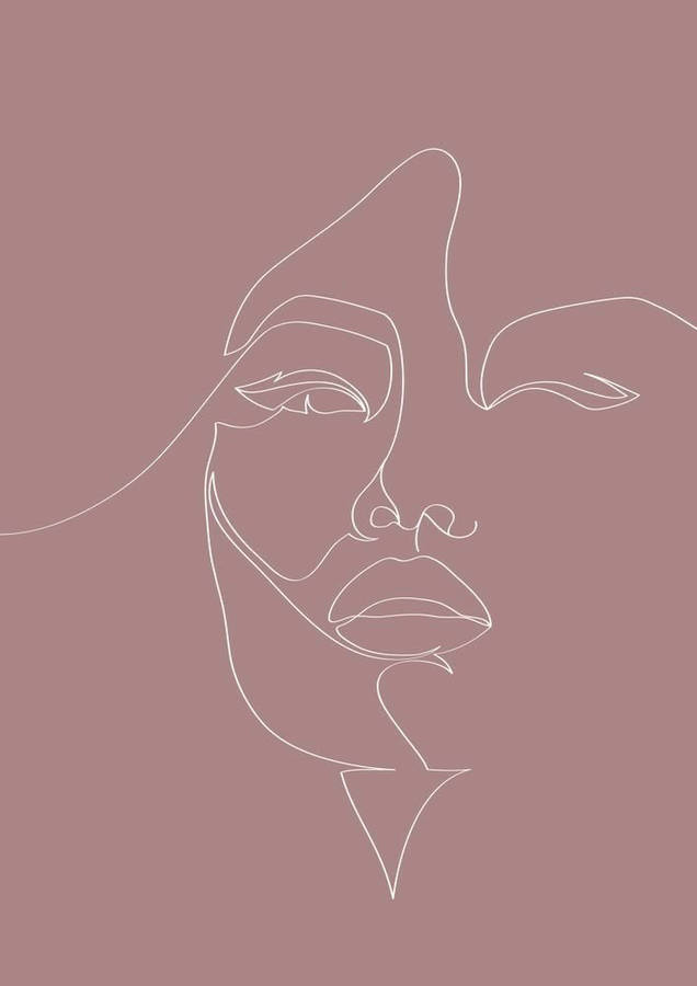 One Line Drawing Winking Woman Wallpaper