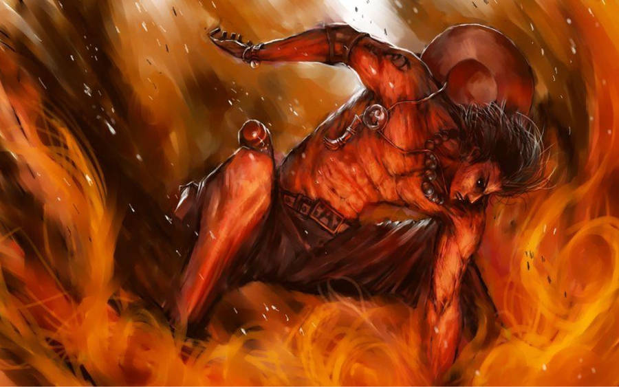 One Piece Ace Fiery Fanart Wallpaper