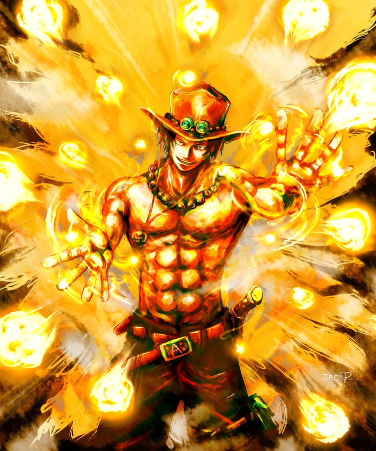 One Piece Ace With Fire Balls Wallpaper