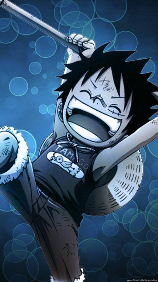 One Piece Blue Young Luffy Wallpaper