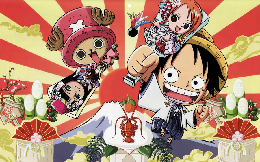 One Piece Characters With Luffy Funny Wallpaper