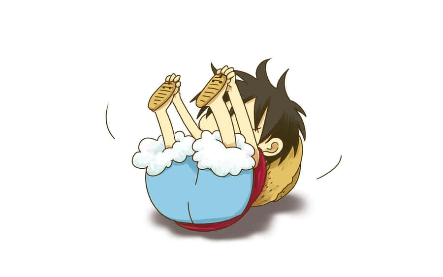 One Piece Chibi Luffy Cute Playing Around Wallpaper