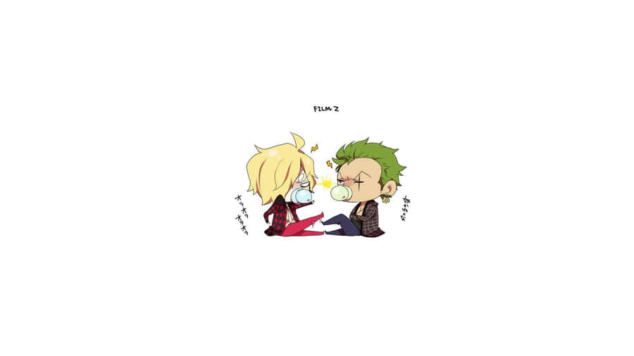 One Piece Chibi Zoro And Sanji Fighting Wallpaper