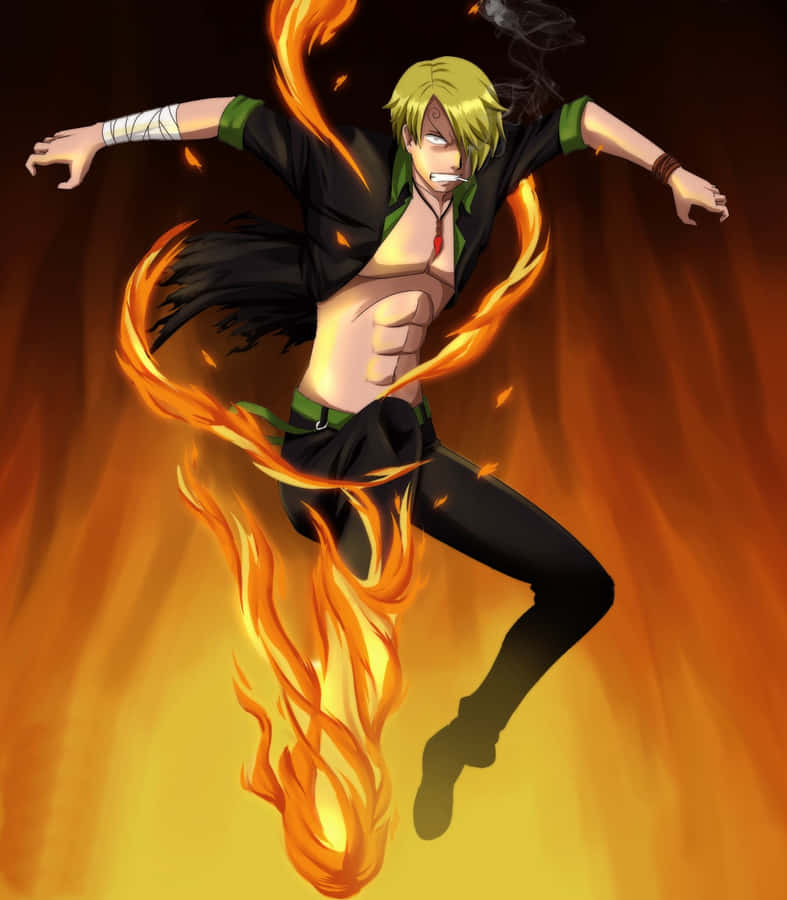 One Piece Sanji Iphone Background: An Impressive Display Of Sanji The Black Leg's Flashy Moves! Wallpaper