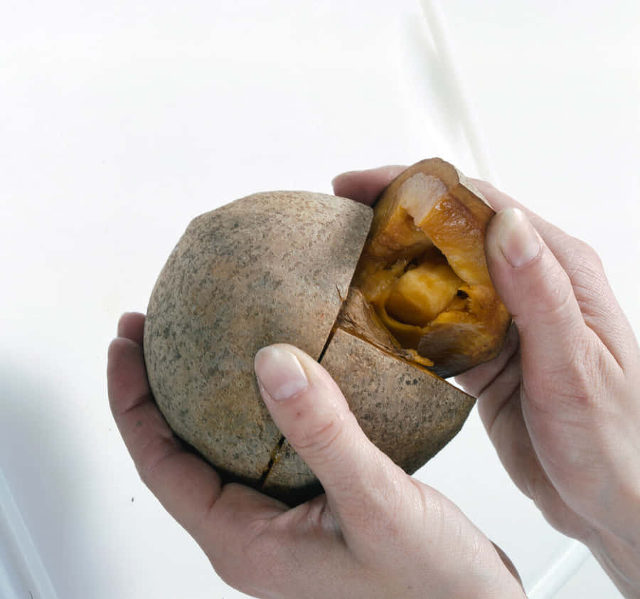 Opening Mammee Apple Fruit Wallpaper