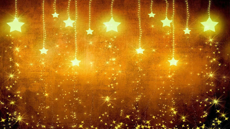 Orange Glitter Yellow Star Art Wallpaper