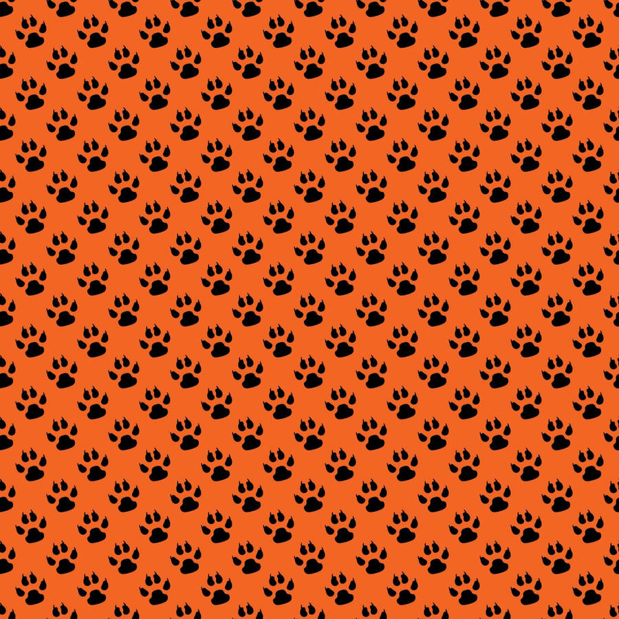 Orange Paw Print Patterns Wallpaper