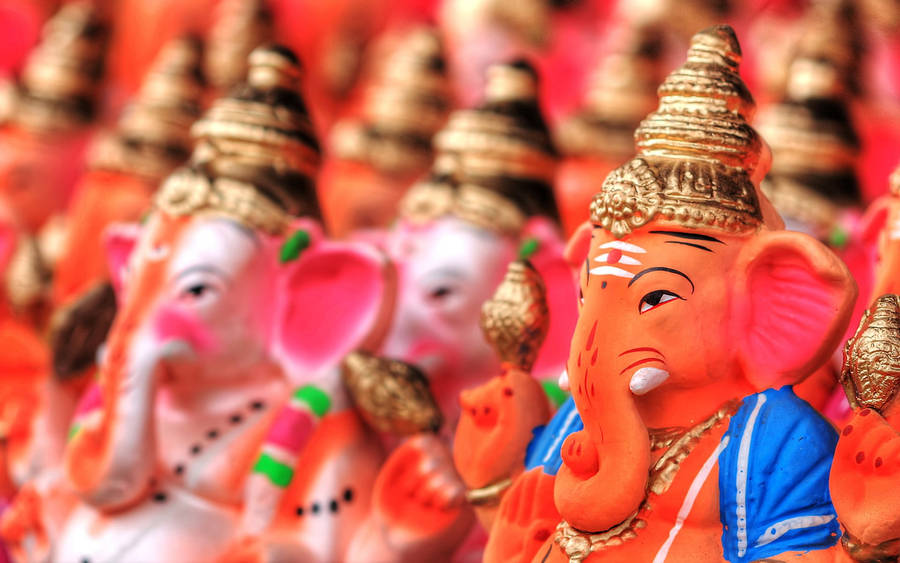 Orange Pink Ganesh Full Hd Wallpaper