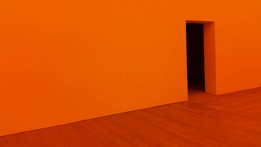 Orange Room With Open Door Wallpaper