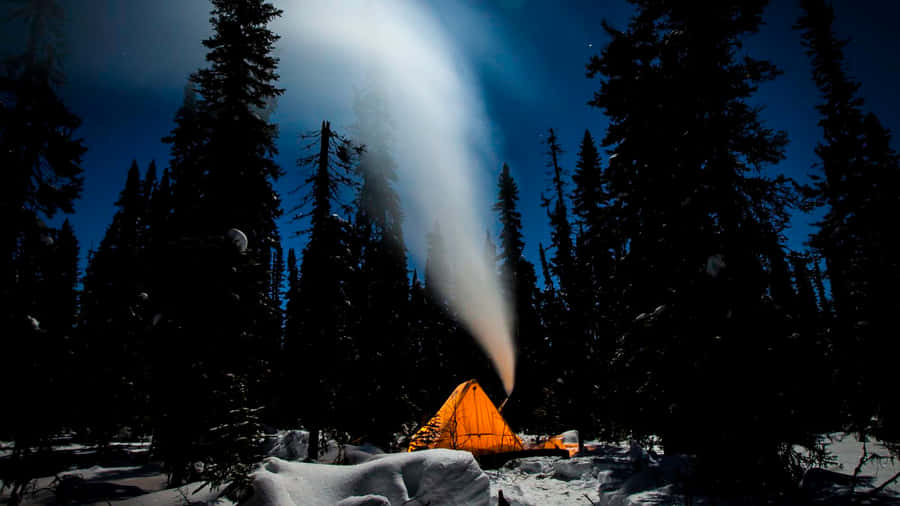 Orange Tent Blue Sky View Wallpaper