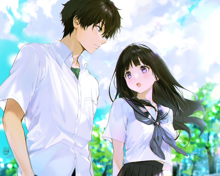 Oreki Houtarou And Eru Chitanda (hyouka) Wallpaper