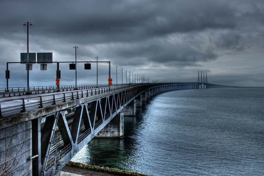 Oresund Bridge Dark Clouds Murder Spot Wallpaper