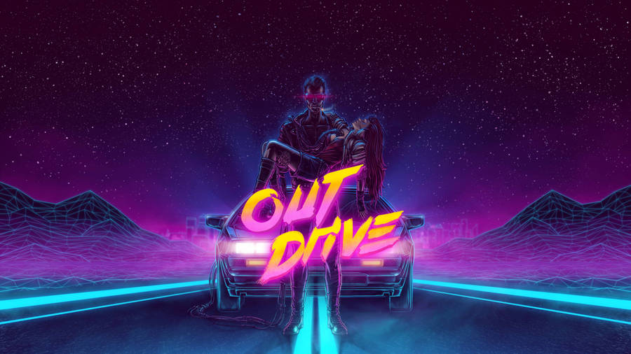 Outrun Out Drive Artwork Wallpaper