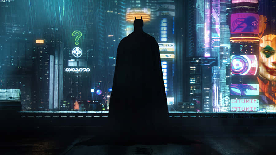 Overlooking The Dark City That Is Batman City Wallpaper