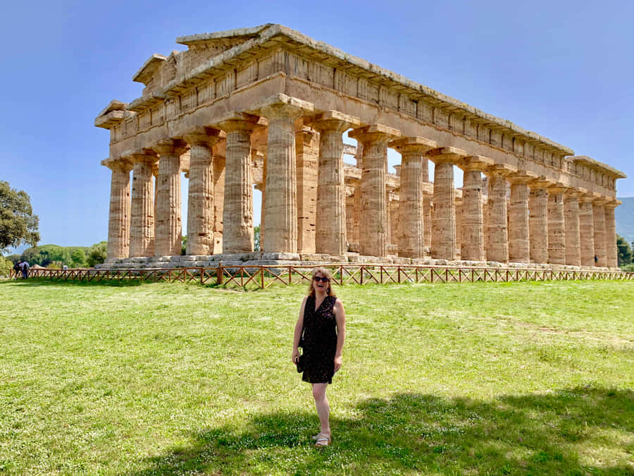 Paestum And Woman Wallpaper