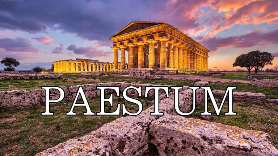 Paestum White Font Sunuset Wallpaper
