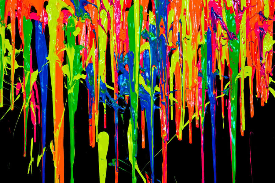 Paint Drip Orange Blue Green And Yellow Wallpaper