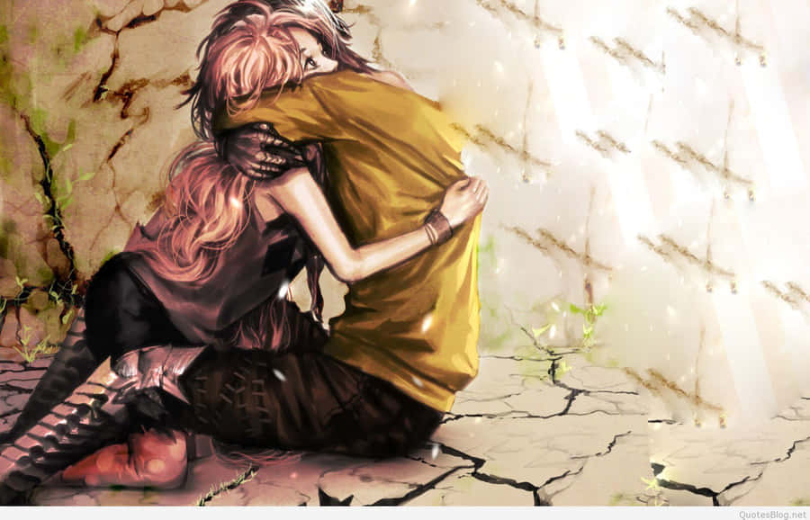 Painted Anime Sad Couple Wallpaper