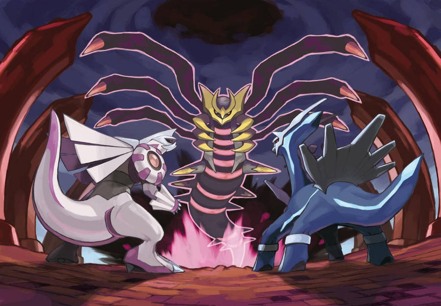 Palkia Dialga And Giratina Battle Wallpaper