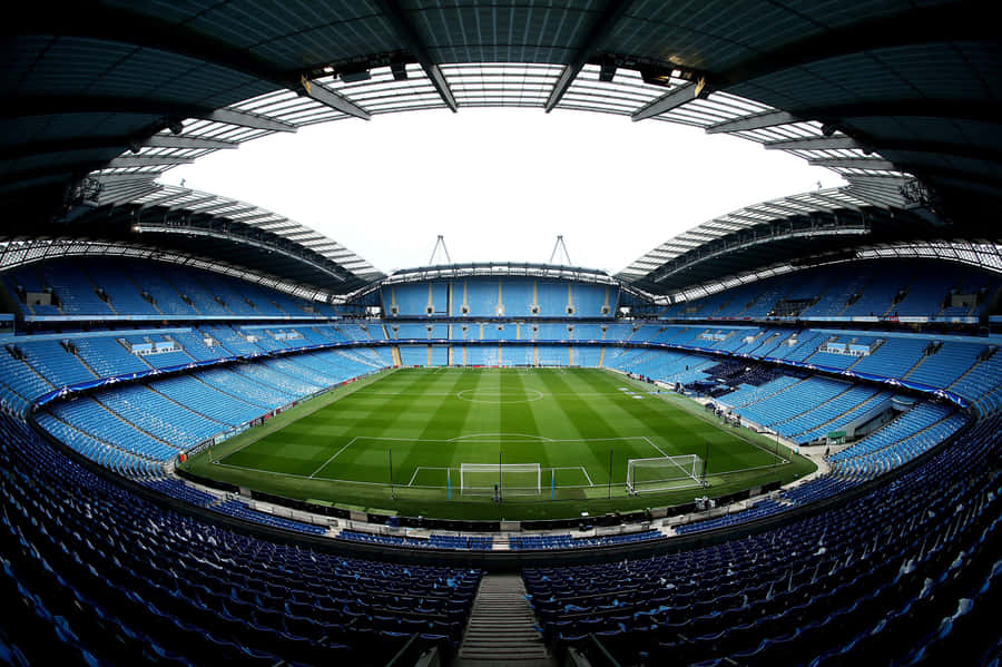 Panoramic View Of A Soccer Stadium Wallpaper