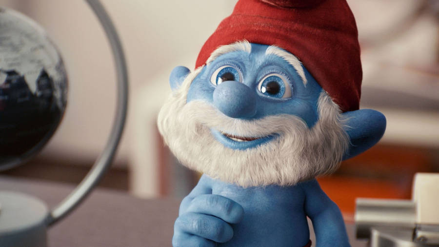 “papa Smurf Standing In The Magical Smurf’s Village - Wallpapers.com” Wallpaper