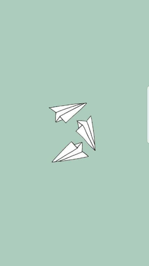 Paper Planes Green Background Wallpaper Wallpaper