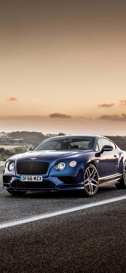 Parked Blue Bentley Iphone Wallpaper