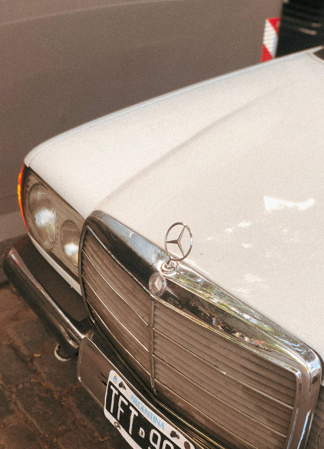 Parked White Mercedes-benz Car Wallpaper