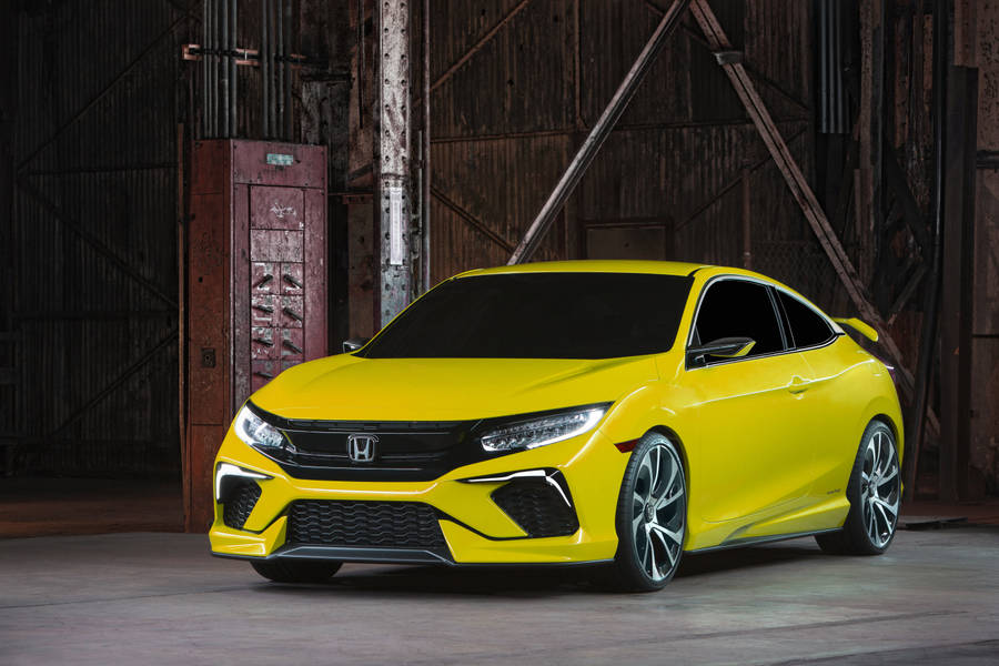 Parked Yellow 4k Honda Civic Wallpaper