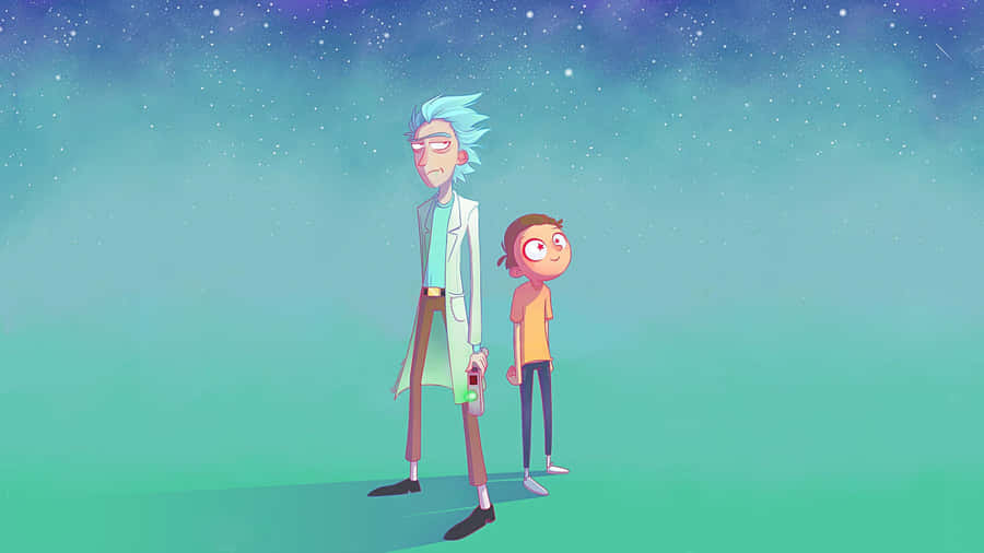 Pastel Blue Rick And Morty Fan Art Wallpaper