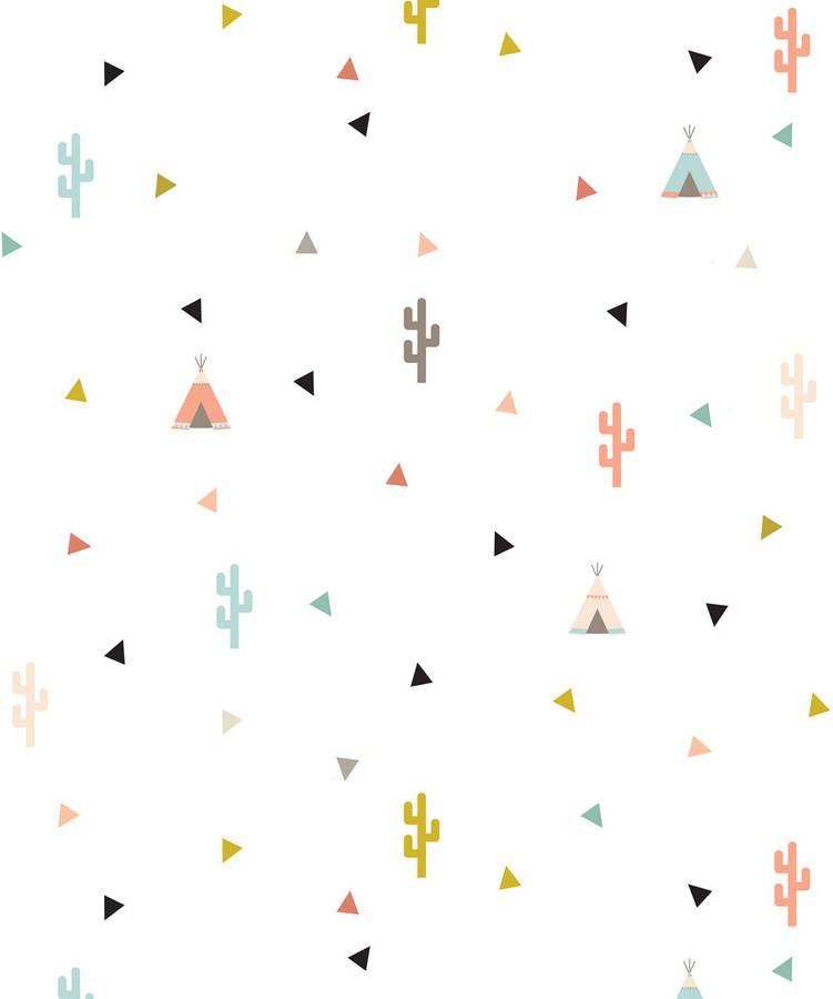 Pastel Cactus Figure Colorful Mini Icon Mobile Wallpaper