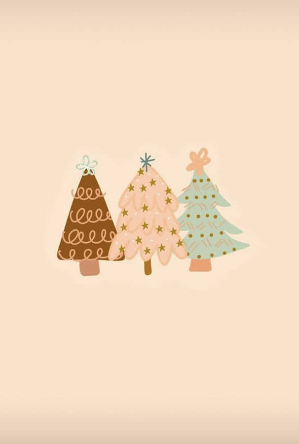 Pastel_ Christmas_ Trees_ Illustration Wallpaper