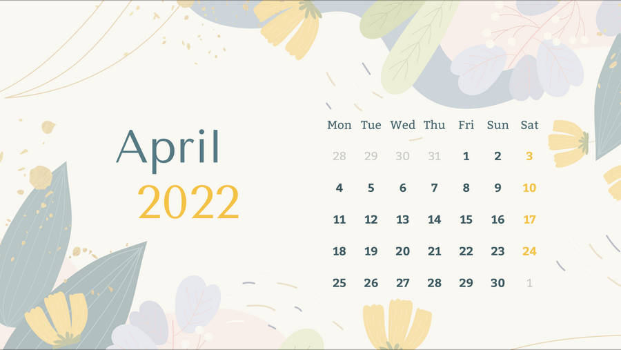 Pastel Plants April 2022 Calendar Wallpaper