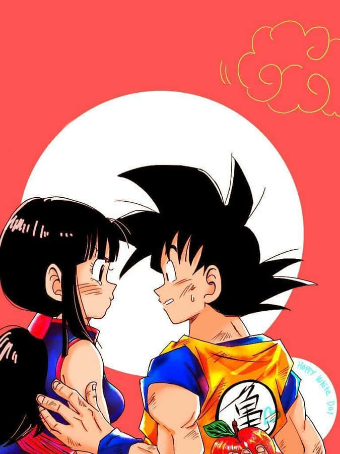Pastel Red Goku And Chichi Wallpaper