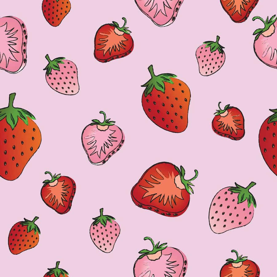 Pastel Strawberry Collage Wallpaper