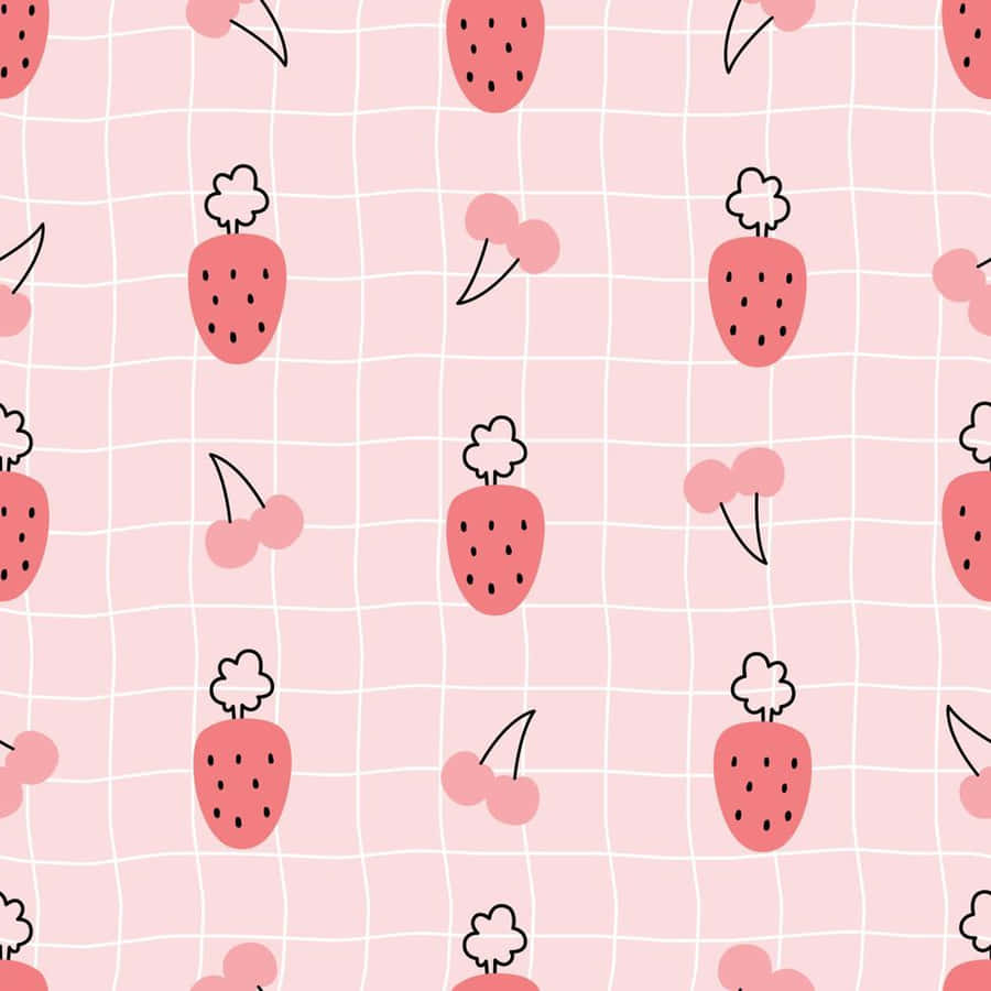Pastel Strawberry Pattern Wallpaper