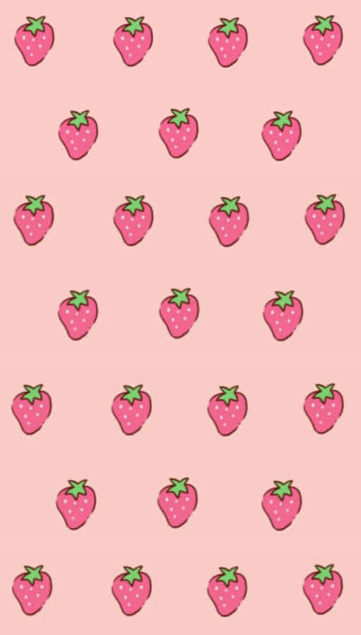 Pastel Strawberry Vertical Art Wallpaper