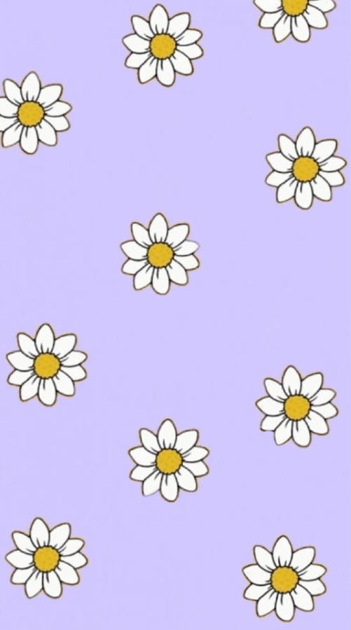 Pastel Violet Illustration Of White Daisy Iphone Wallpaper