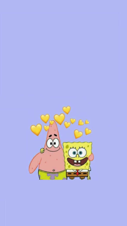 Patrick And Spongebob Yellow Hearts Aesthetic Wallpaper