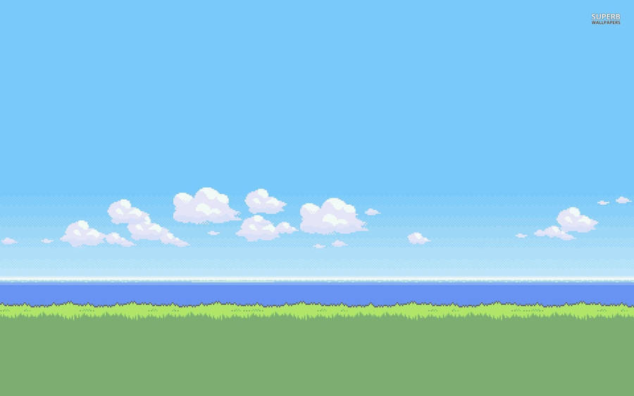 Peaceful Beach 8 Bit Wallpaper