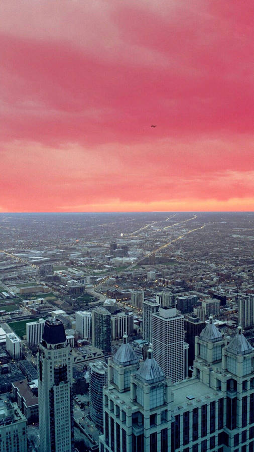 Peach Pink Skies New York City Iphone X Wallpaper