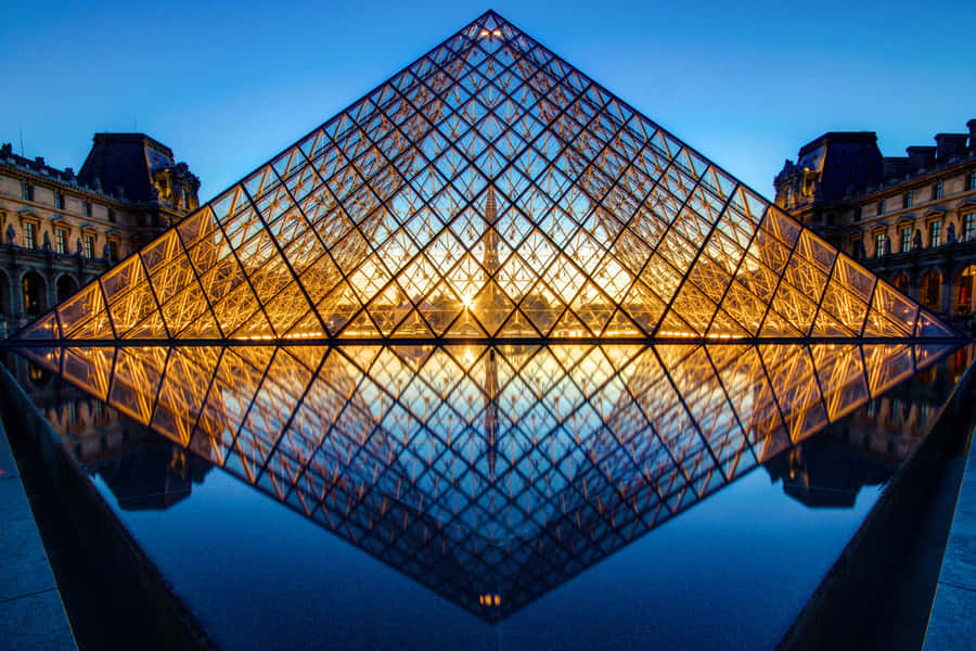 Perfect Symmetry Louvre Museum Pyramid Wallpaper