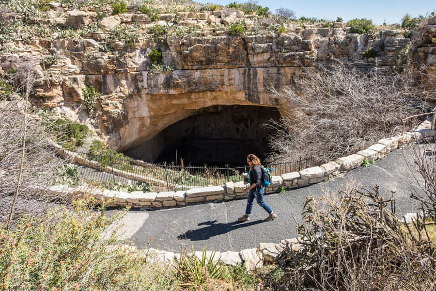 Person Strolling Carlsbad Caverns National Park Wallpaper