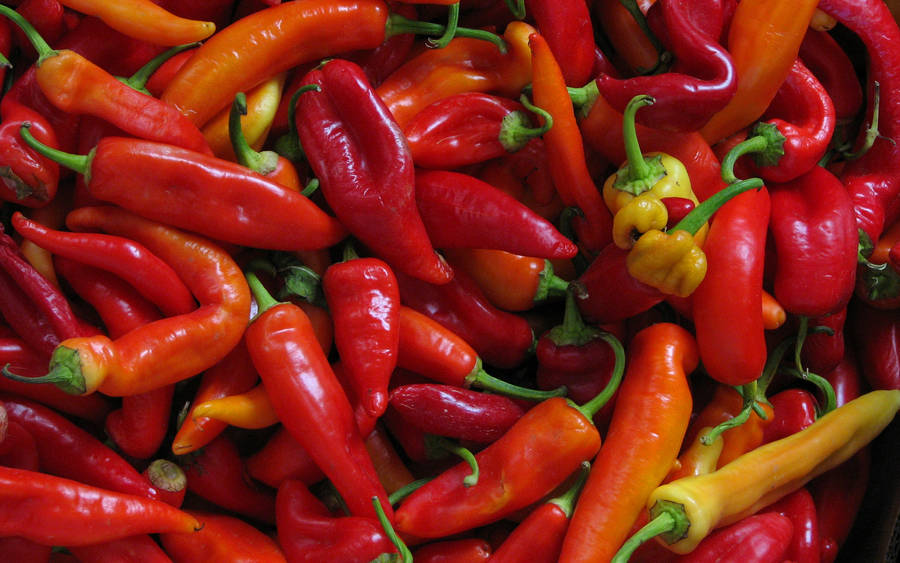 Pile Of Thin Chili Pepper Spices Wallpaper