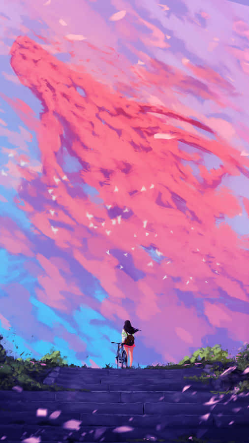 Pink Aesthetic Anime Phone Dragon Clouds Wallpaper