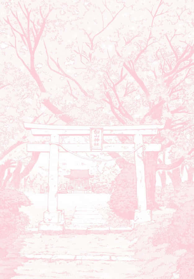 Pink Aesthetic Anime Phone Torii Gate Wallpaper