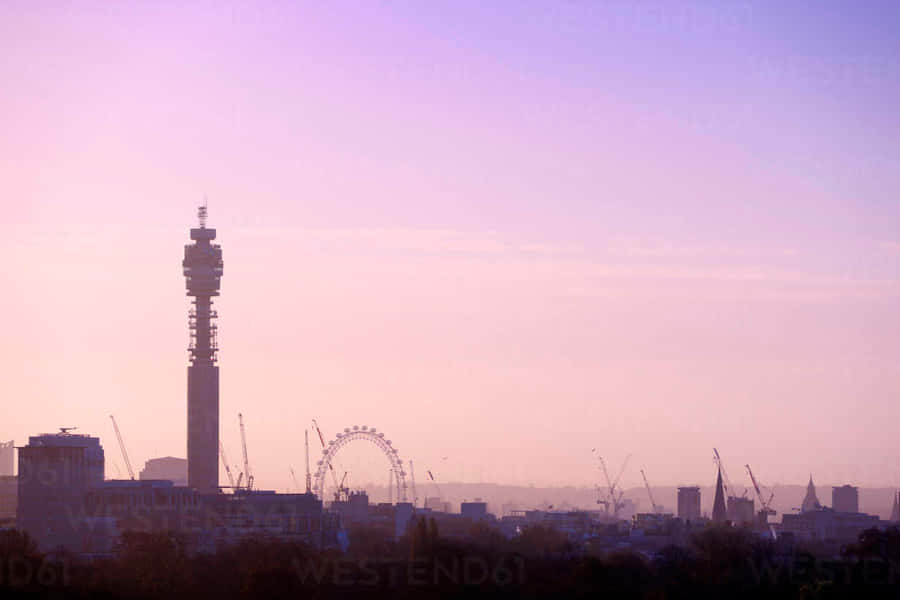 Pink Aesthetic Bt Tower Desktop Wallpaper