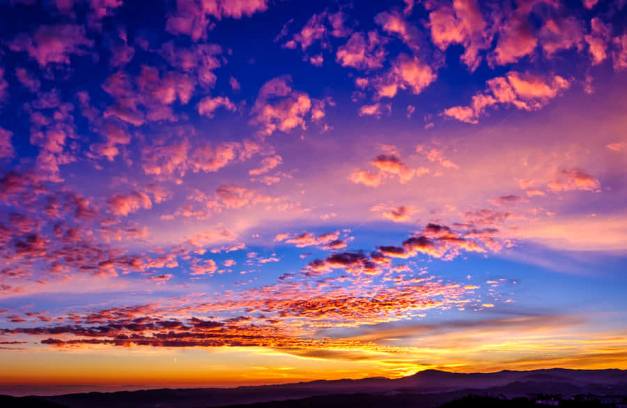 Pink And Blue Sunset Clouds Wallpaper