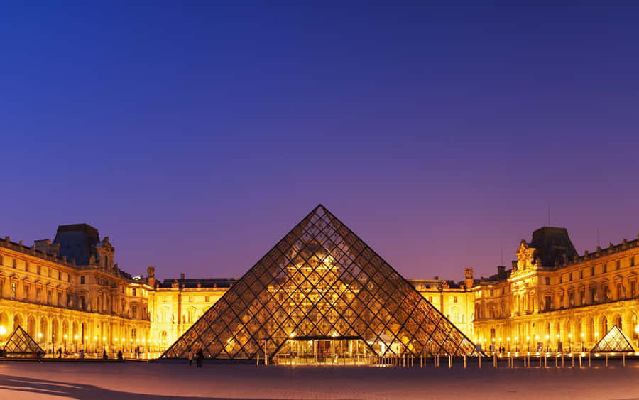 Pink And Indigo Sky Louvre Museum Wallpaper